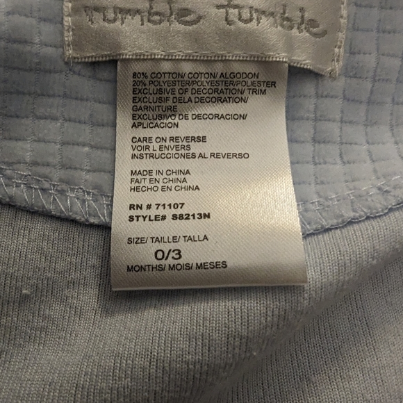 3/$30. Rumble Tumble button up sweater with applique bear. Size 0-3 mts - Picture 6 of 7